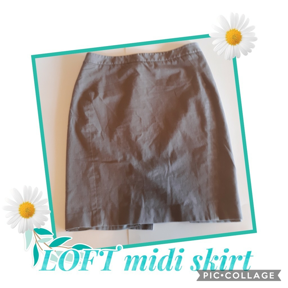 LOFT GRAY MIDI WOMEN'S SKIRT SIZE 10